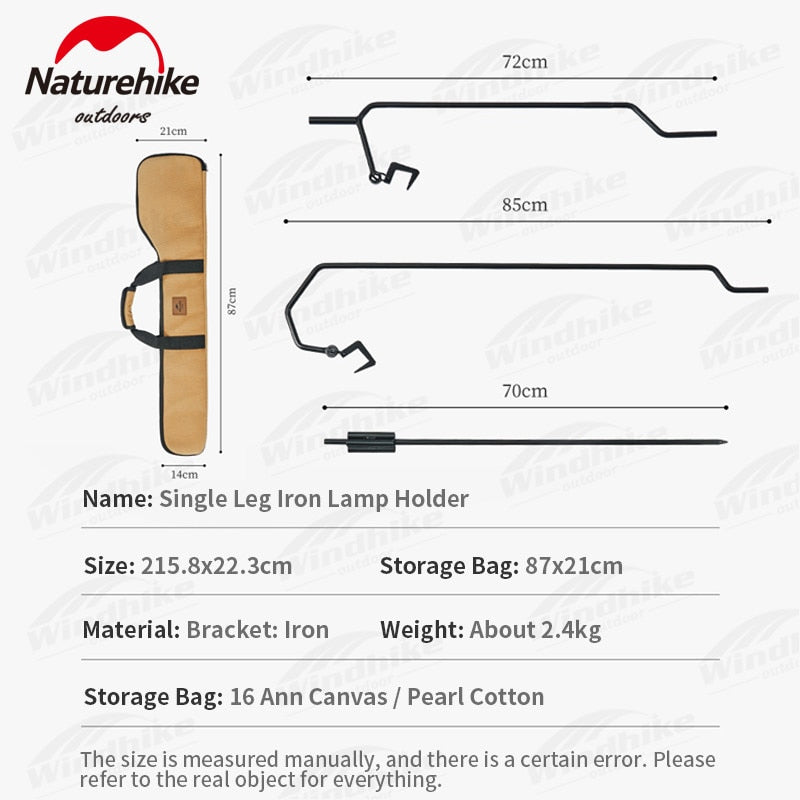 Naturehike Single Leg Iron Lamp Holder Portable Outdoor Hiking Camping Lamp Post Support Hanger Multi Purpose Storage Hook Easy To Carry Nature Hike