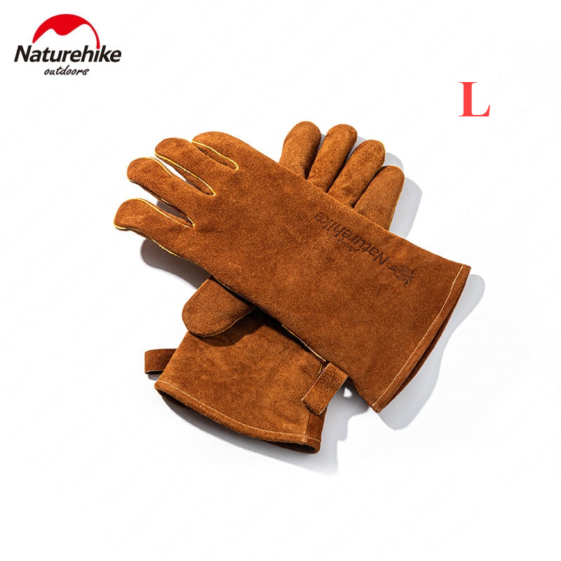 Naturehike Flame Retardant Insulation Glove Outdoor Heat Insulation Safety Working BBQ Gloves Cowhide Leather Fire Resistant Oven Cooking Anti Scald