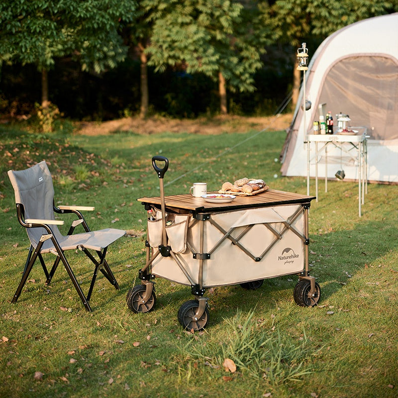 Naturehike TC03 v2 All Terrain Trolley Cart Outdoor Portable 186L Capacity Wide All Terrain Wheel With Brakes Optional Table Board 150kg Max Load 4-Way Folding Camping Equipment Luggage Foldable Trolley Cart Wagon Carrier Original Nature Hike