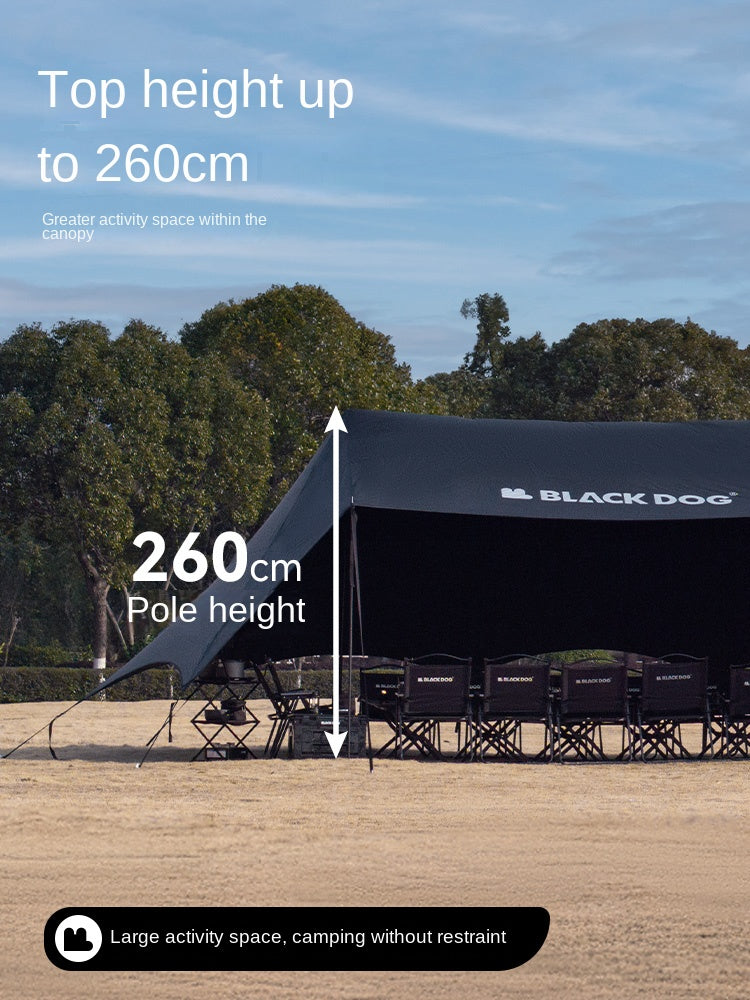 BLACKDOG CLOUD SHADE Canopy Tarp Black 80m² Extra Large Gathering Shelter Tent Waterproof Up To 20 Persons Shaded Area Vinyl Coated Sunscreen Camping
