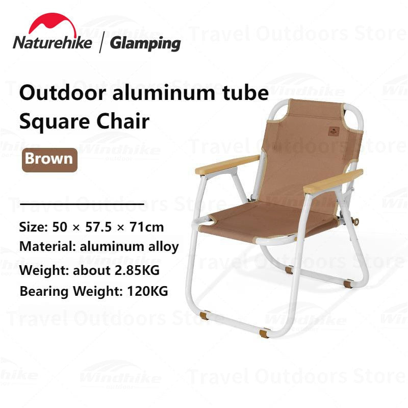 Naturehike Outdoor Fishing Leisure Chair TO04 Portable Camping Folding Chair Ultralight Aluminum Tube Square Chair