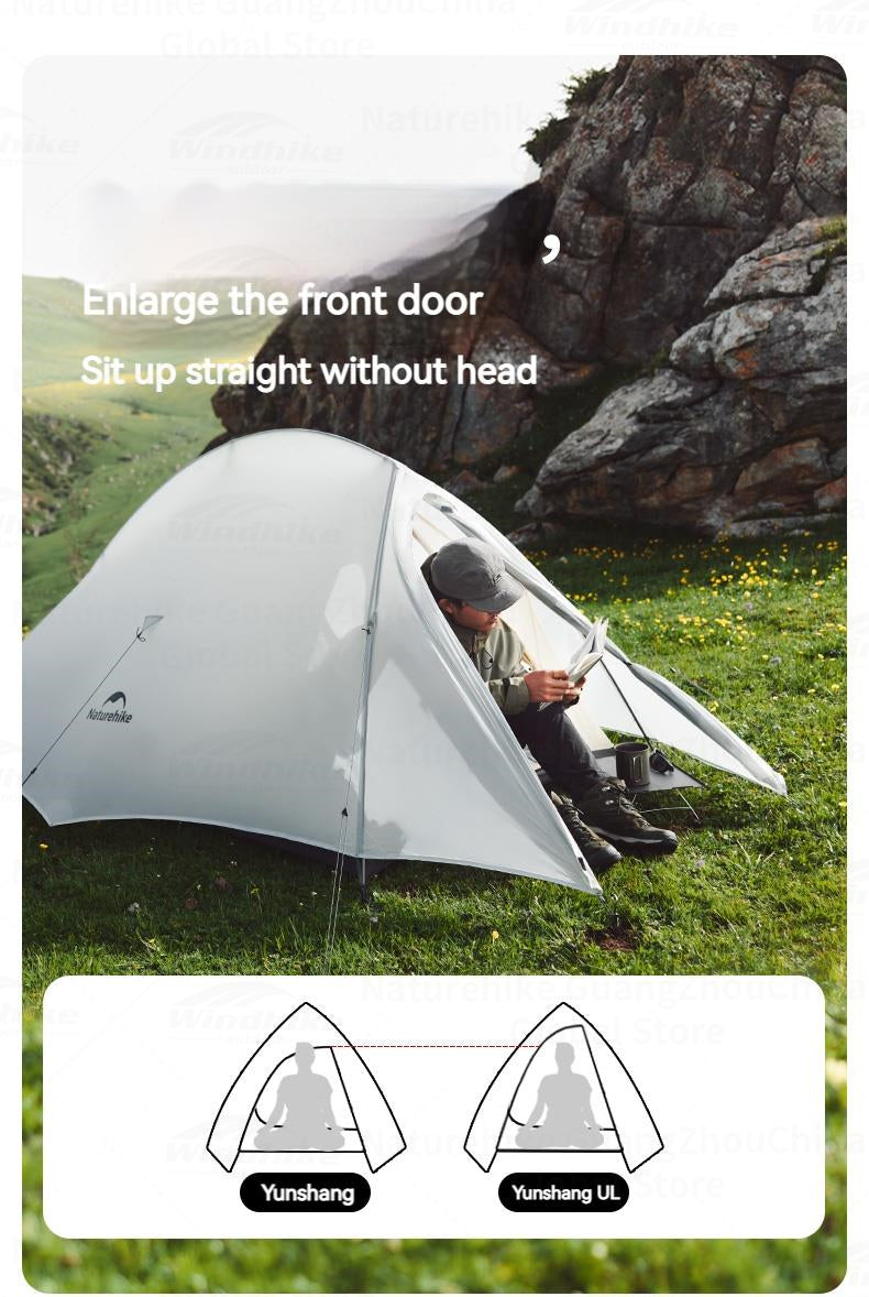 Naturehike Cloud Up UL Tent Portable Ultralight 1-2 Persons Single Double Streamlined Design 15D Nylon Waterproof Camping Backpacking Hiking Tent With Mat