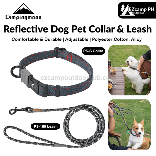 Campingmoon Reflective Dog Pet Collar & Leash Comfortable Durable Adjustable Traction Rope 360° Free Rotation Knot Pet Supplies PT-160 PT-S