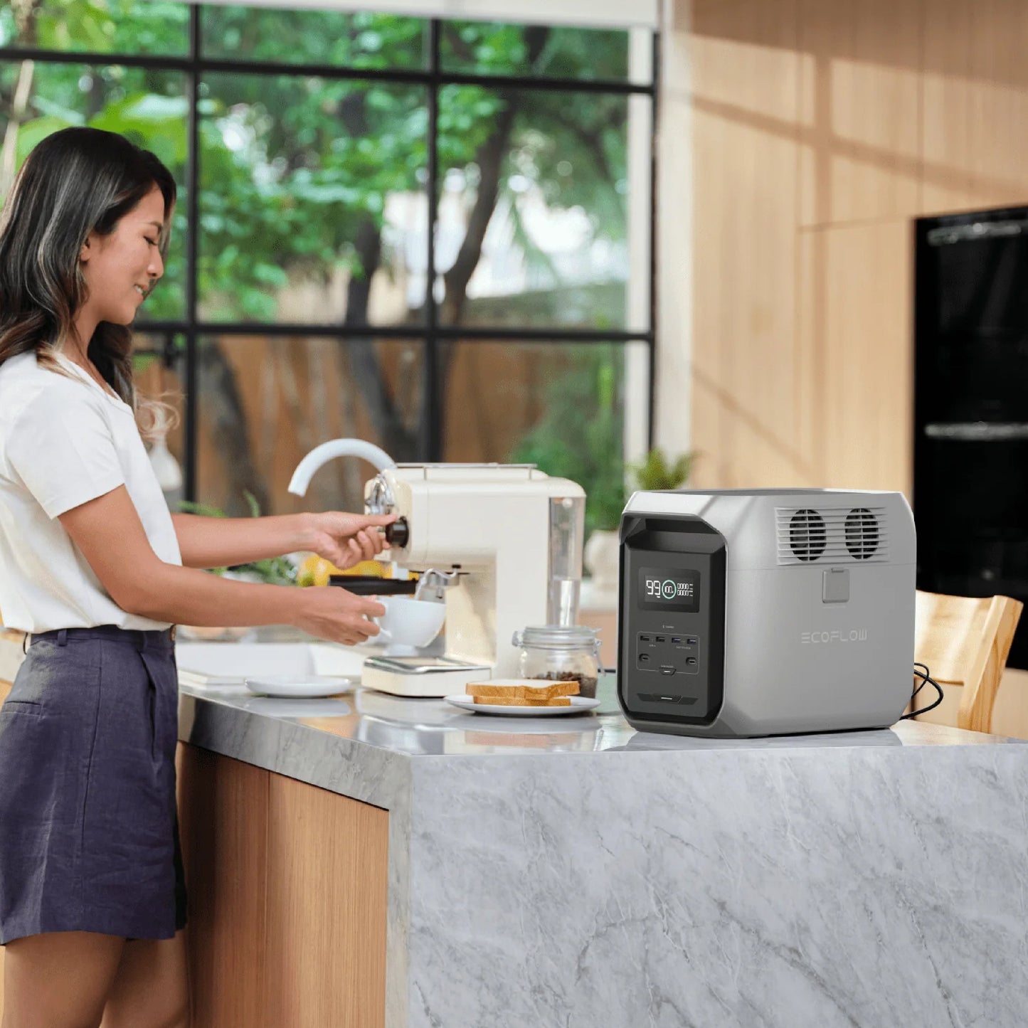 Ecoflow DELTA 3 1500 Power Station INT Portable Home Battery Backup Charging 100% In 1.5 Hours 1800W Up To 2200W With X-Boost Energy Storage