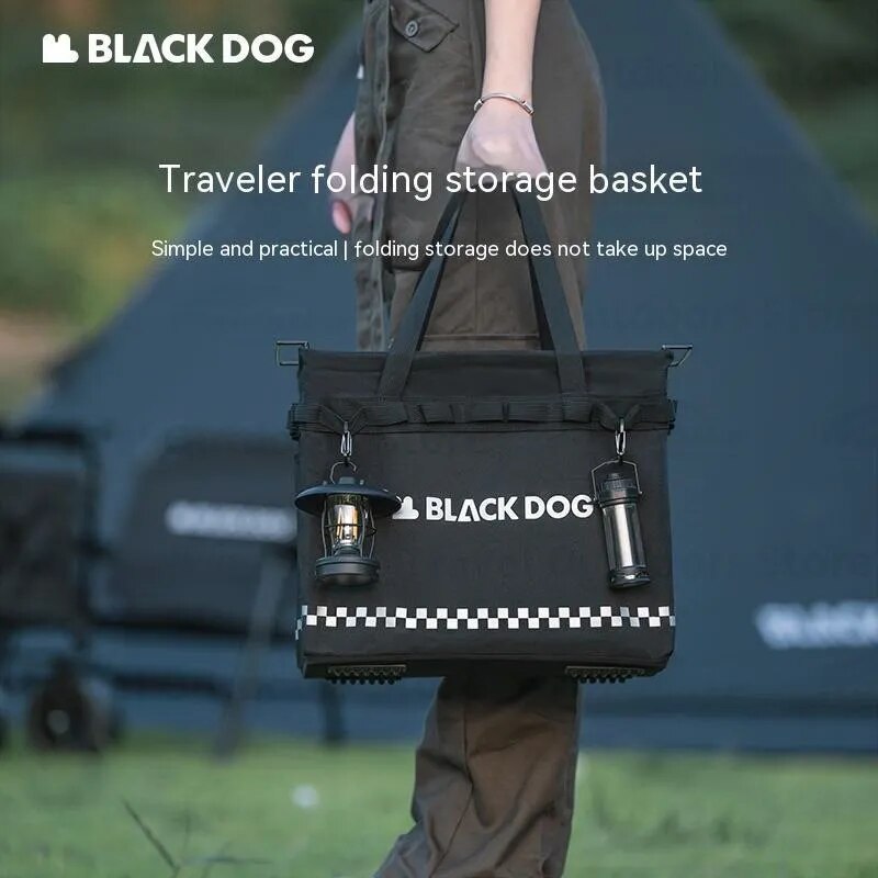 BLACKDOG Black Travel Storage Basket 31L Collapsible Multifunctional Tactical Design Portable Bag 12kg Max Load Outdoor Camping Equipment Folding Foldable Storage Organizer Box Black Dog