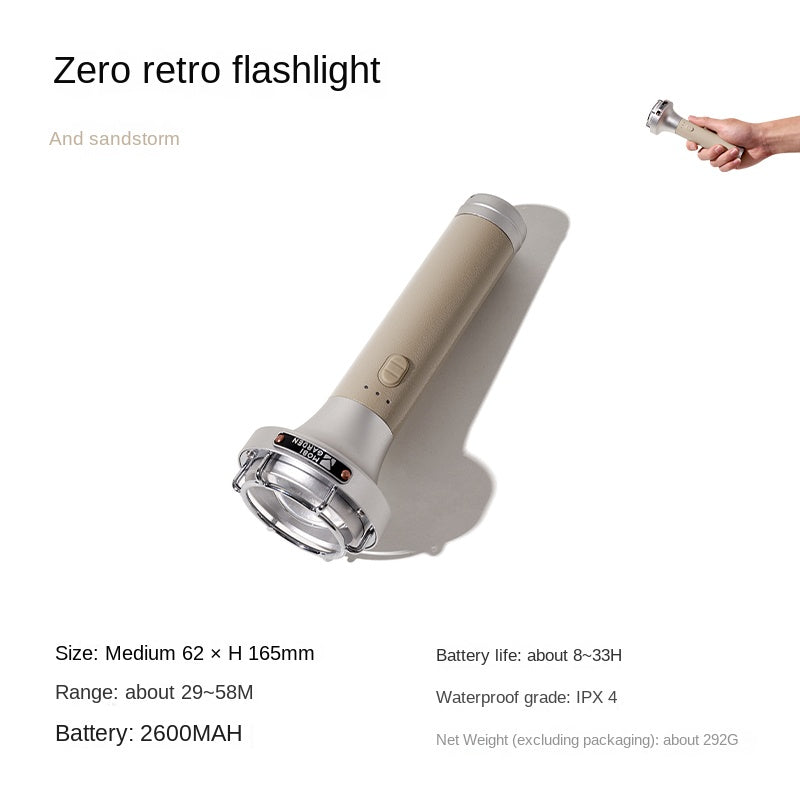 MOBI GARDEN Retro Flashlight Outdoor Portable Lightweight Vintage Lamp 4 Adjustable Modes Lighting Rechargeable Waterproof Strong Light Super Bright