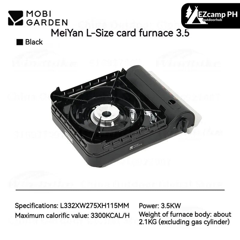 Mobi Garden Large Butane Camping Stove Mini 3.5KW Firepower With Built-in Windshield Standard Gas Fuel Nozzle Type Canister Cassette Style With Storage
