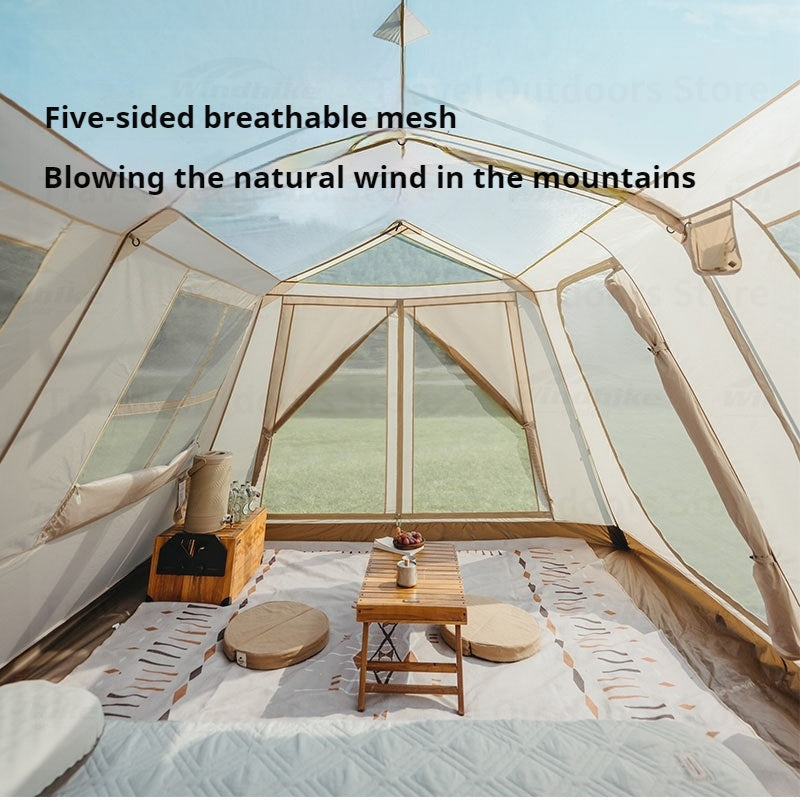 Naturehike VILLAGE 13 Automatic Tent Gen 2 Flagship Edition Upgraded Automatic Tent 4P Family Travel 150D Titanium Vinyl Pop Up Cabin