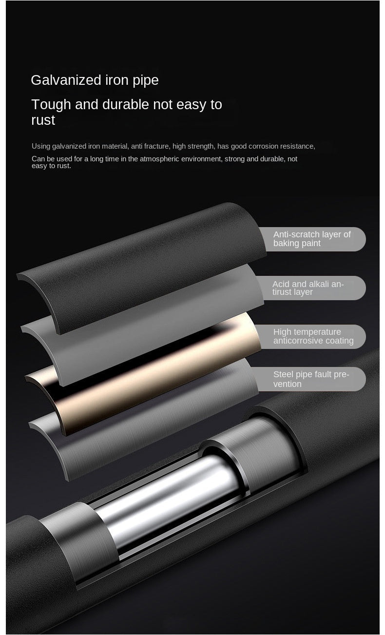 Vidalido Galvanized Iron Canopy Rod Black Steel Iron Awning Pole Tarp Tent 1.8m 2.2m 2.4m 2.8m Length 3-4 Section 2pcs Per Set Camping Accessories Rod