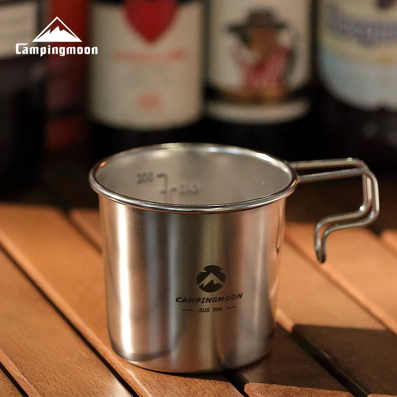 CAMPINGMOON Stainless Steel Sierra Cup Portable Ultralight Beer Coffee Tea Stackable Hanging Mug Outdoor Camping Drinking Cooking Hiking Utensil Tableware Cookware Heavy Duty Original Camping Moon