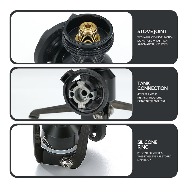 CAMPINGMOON BKZ23-CB Z23-CB Rocket Stove Bracket Black Stand Butane Canister Converter Adaptor Screw Type to Nozzle Standard Gas Fuel Adapter Mount