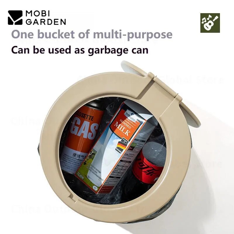 MOBI GARDEN Folding Round Toilet Bowl Outdoor Portable Ultralight Emergency Multi-Function Commode Potty BBQ Trash Can Car Camping Hiking Picnic Travel Heavy Duty Original MobiGarden