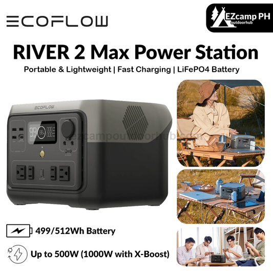 Ecoflow RIVER 2 Max Power Station 499/512Wh Solar Generator With LiFePO4 Battery Charging In 1 Hour 500W Up To 1000W With X-Boost Power Emergency Power Source Energy Storage