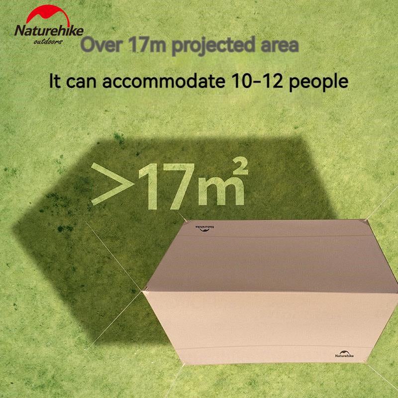 Naturehike CANOPY OF THE SKY LITE Portable Camping Sun Shelter Awning Canopy Tarp Tent UV Sunscreen Large Space 11㎡ / 17㎡ Sunshade Black Coating Vinyl