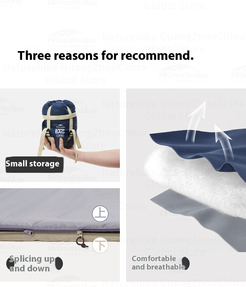 Naturehike SUNNY DAY Envelope Sleeping Bag Portable Lightweight Multipurpose Breathable Spliceable Skin-Friendly Quilt Waterproof