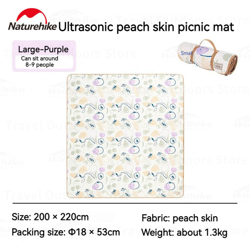 Naturehike Ultrasonic Peach Skin Picnic Mat Portable Large Area Picnic Mattress Waterproof Park Outing Mat Outdoor Spring Summer Camping Mat