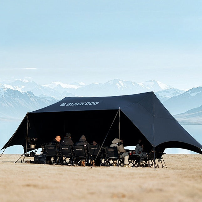 BLACKDOG CLOUD SHADE Canopy Tarp Black 80m² Extra Large Gathering Shelter Tent Waterproof Up To 20 Persons Shaded Area Vinyl Coated Sunscreen Camping