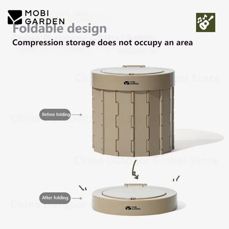 MOBI GARDEN Folding Round Toilet Bowl Outdoor Portable Ultralight Emergency Multi-Function Commode Potty BBQ Trash Can Car Camping Hiking Picnic Travel Heavy Duty Original MobiGarden