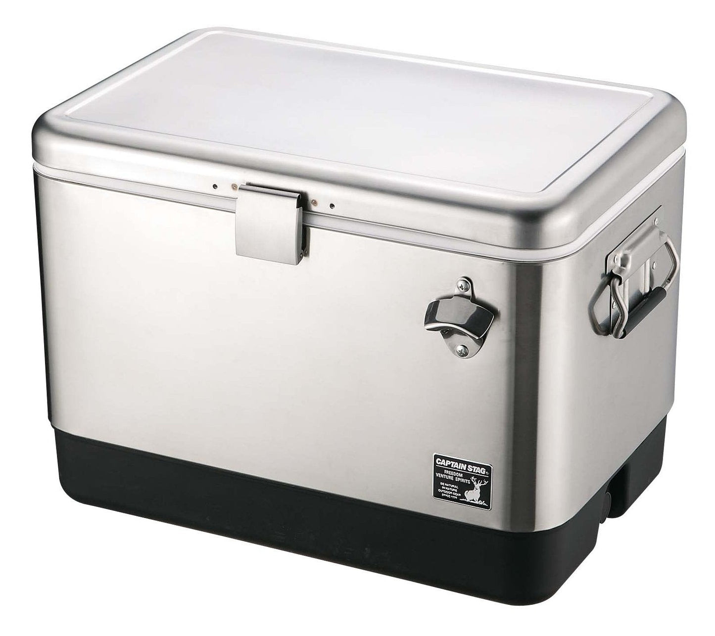 CAPTAIN STAG Steel Foam Cooler Portable 51L Large Capacity Multifunctional Food Drink Storage Ice Chest Built-in Drain Plug Stainless Steel Cooling Box