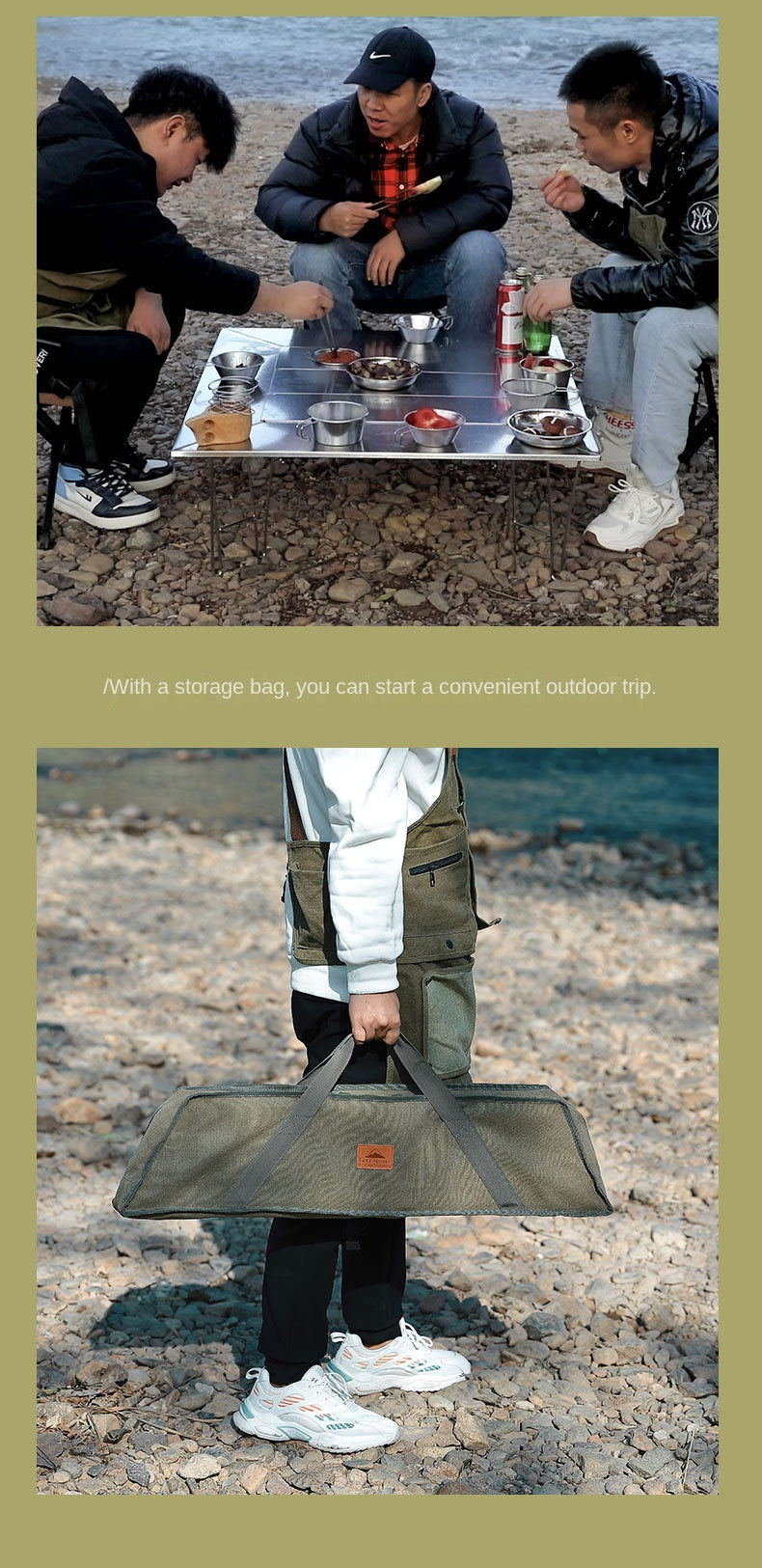 Campingmoon T-503 Stove Grill Table Outdoor Portable Multifunction Stainless Steel Fireplace Folding Gathering Barbecue Table Detachable Board