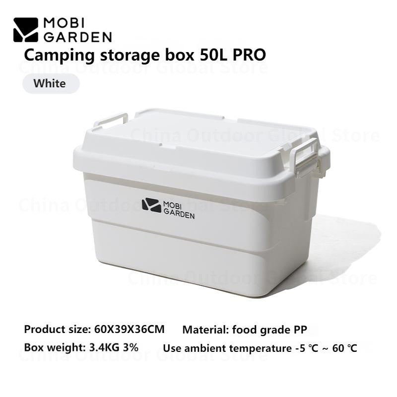 MOBI GARDEN Hard Storage Box Outdoor 22L/50L/50L PRO Large Capacity Portable Storage Bags Food Grade PP Material Box Table Stackable Camping Hiking Beach Picnic Travel Heavy Duty Original MobiGarden