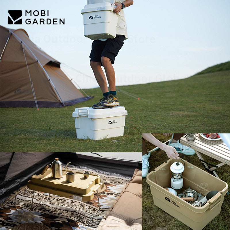 MOBI GARDEN Hard Storage Box Outdoor 22L/50L/50L PRO Large Capacity Portable Storage Bags Food Grade PP Material Box Table Stackable Camping Hiking Beach Picnic Travel Heavy Duty Original MobiGarden