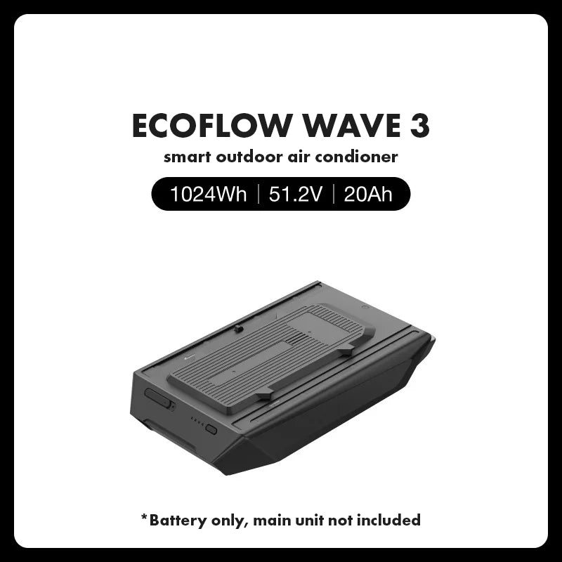 EcoFlow WAVE 3 Outdoor Air Condition Portable Multifunctional Large Capacity Long Battery Life Dual Cooling And Heating Function Wireless Control Mode Via App ABS LiFePO4