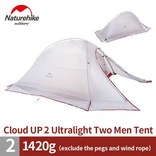Naturehike Cloud Up Series 1 2 3 Person Portable Ultralight Weight Outdoor Camping Hiking Cycling Waterproof 3 Season Camp Tent in 210T 20D Upgraded