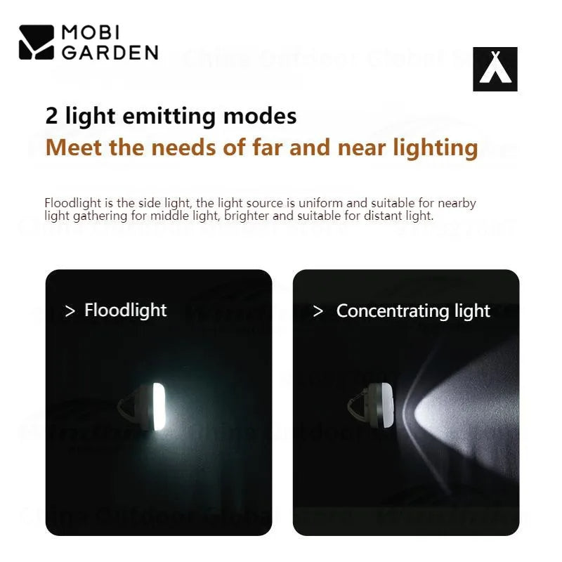 MOBI GARDEN Zero Peak Camp Lamp 8 Adjustable Light Modes Mini Lamp Magnetic Suction Waterproof Lantern Emergency Light With Hook Outdoor USB or Battery Type