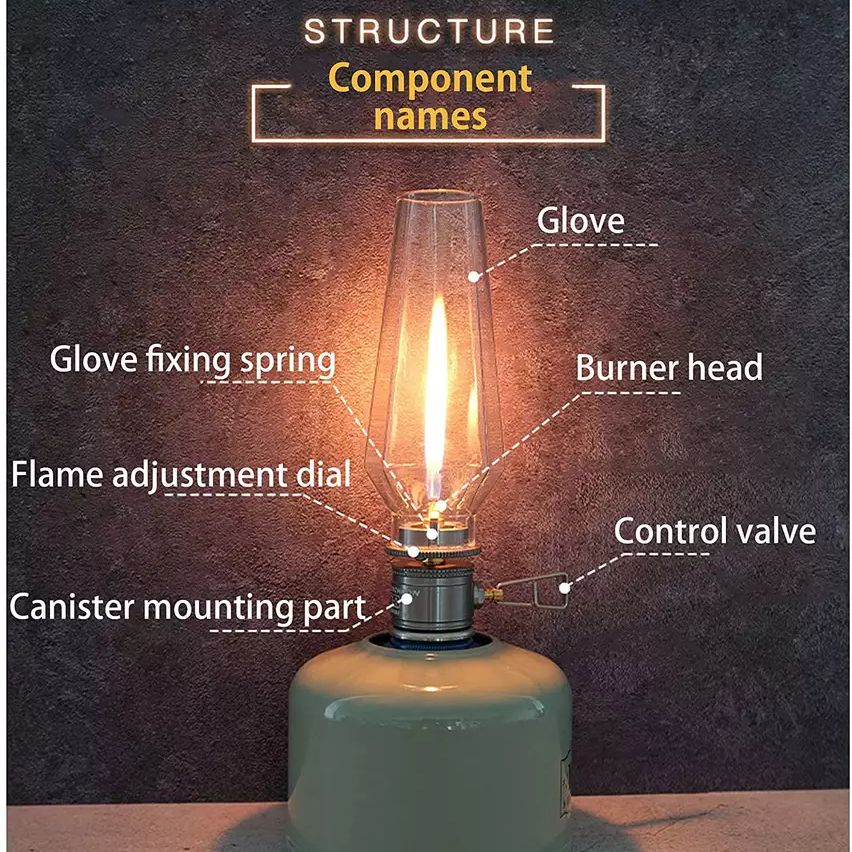 CAMPINGMOON T-1 Gas Butane Candle Light Lantern Lamp Camping Atmosphere Ambient Lighting For Screw Type Butane Isobutane Fuel With Wood Wooden Box