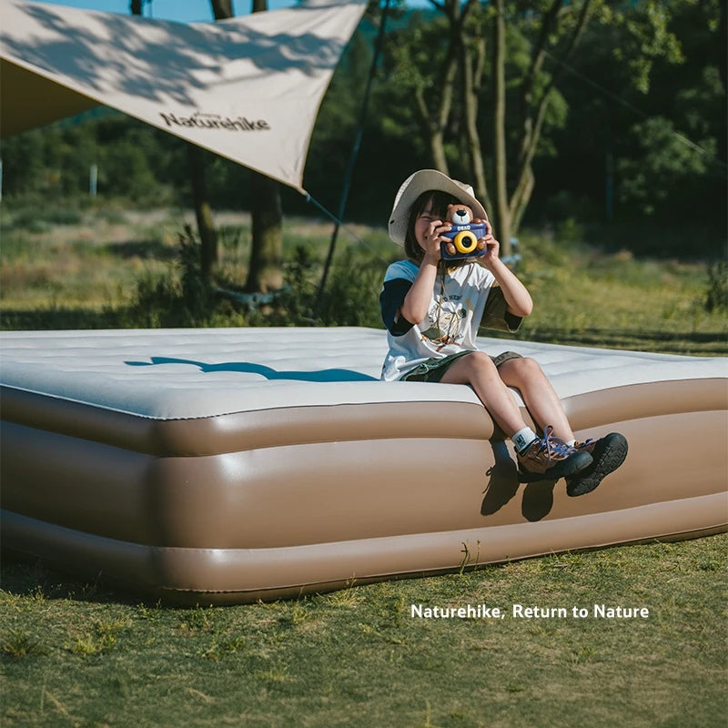Naturehike Air Inflatable Mattress Portable Lightweight 1-3 Persons Camping Bed with Built-in Pump 38cm/45cm Thickened High Sleeping Mat Pad Outdoor