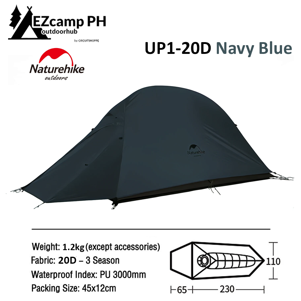 Naturehike Cloud Up Series 1 2 3 Person Portable Ultralight Weight Outdoor Camping Hiking Cycling Waterproof 3 Season Camp Tent in 210T 20D Upgraded