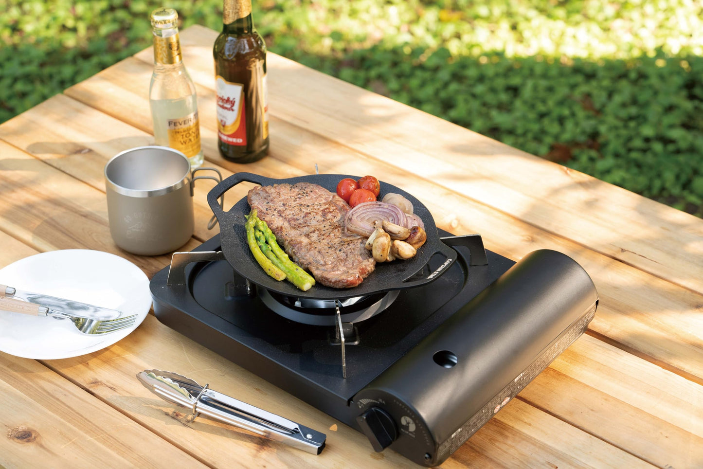 CAPTAIN STAG UG-1591 Round Grill Plate Portable Multipurpose 20CM Yakiniku Griller Fry Pan Korean BBQ Stove Top Outdoor Camping Aluminum Stainless Steel