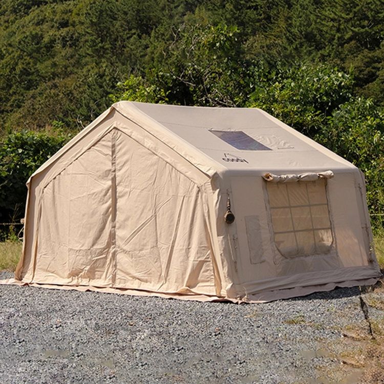Coody AIR Cabin 10.0 Premium 4-6 Persons Inflatable Tent Blended Cotton PVC Air Pole Black Vinyl Coated Rain Cover Sunscreen 4 Season Rainproof Ridge Tent