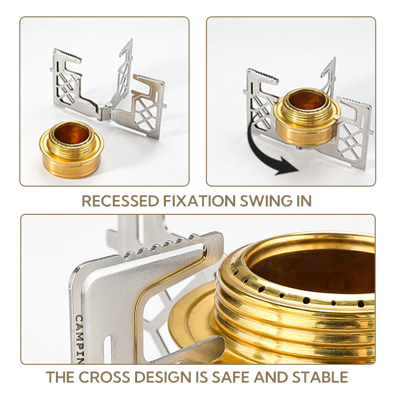 Campingmoon AS-ST Solo Alcohol Stove Stand Bracket Portable Ultralight Liquid Stove Mount Outdoor Camping Hiking Cooking Alcohol Fuel Stainless Steel