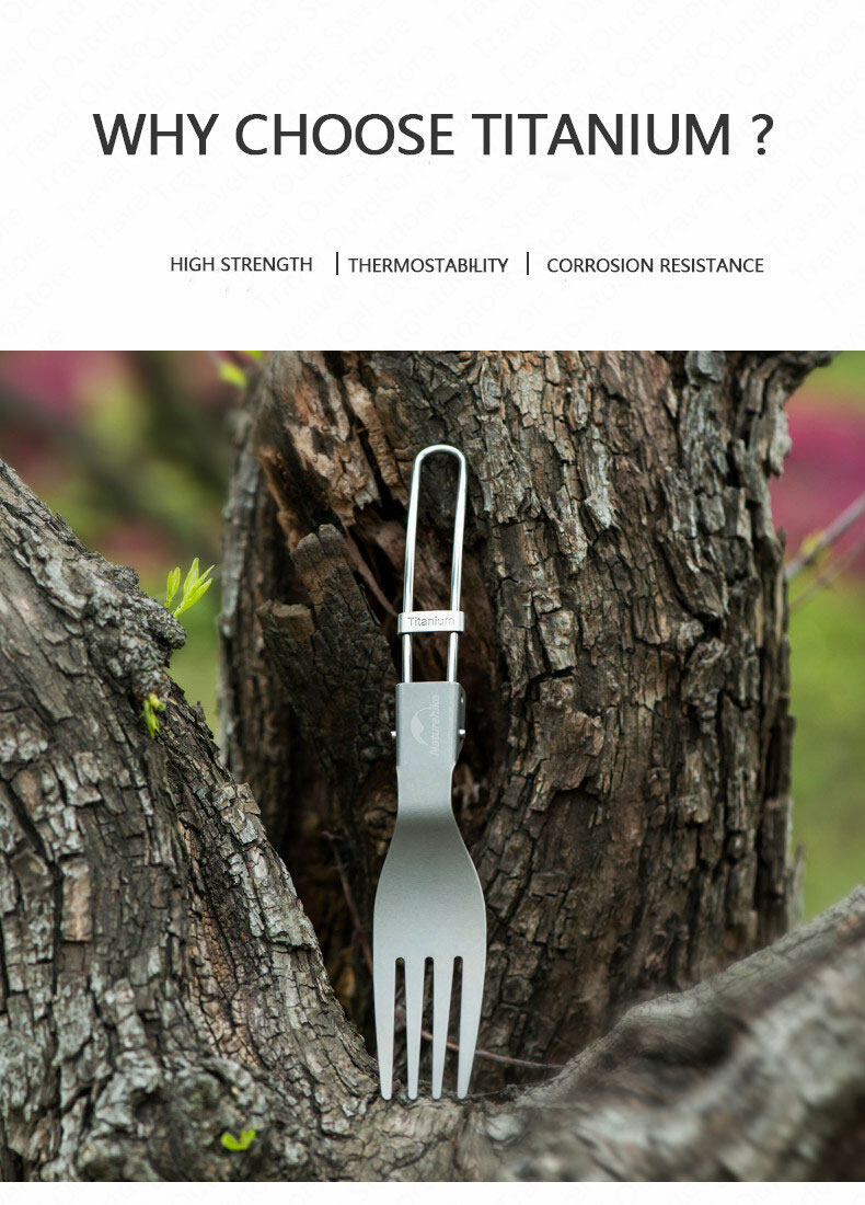 Naturehike Dinnerware Utensil Set Portable Ultralight Multifunctional Tableware Folding Fork Spoon Chopsticks Knife Spork Pure Titanium Outdoor