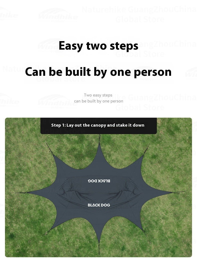 BLACKDOG CLOUDSPAN Black Coated Canopy Portable Multipurpose 26㎡/60㎡ Quick Setup Awning Arched Design Large Sunshade Sun Shelters Tent UPF21000 Waterproof Camping Party Travel