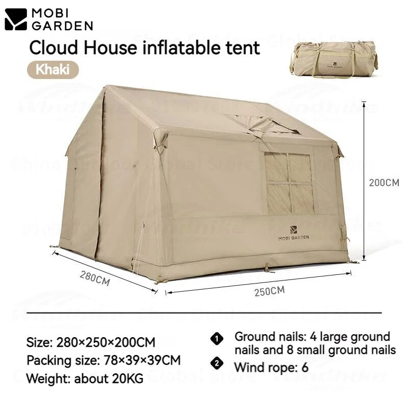 MOBI GARDEN CLOUD HOME Air Tent Portable 7m Inflatable Large Space Waterproof Windproof Family Outdoor With Air Pump 600D Oxford Cloth