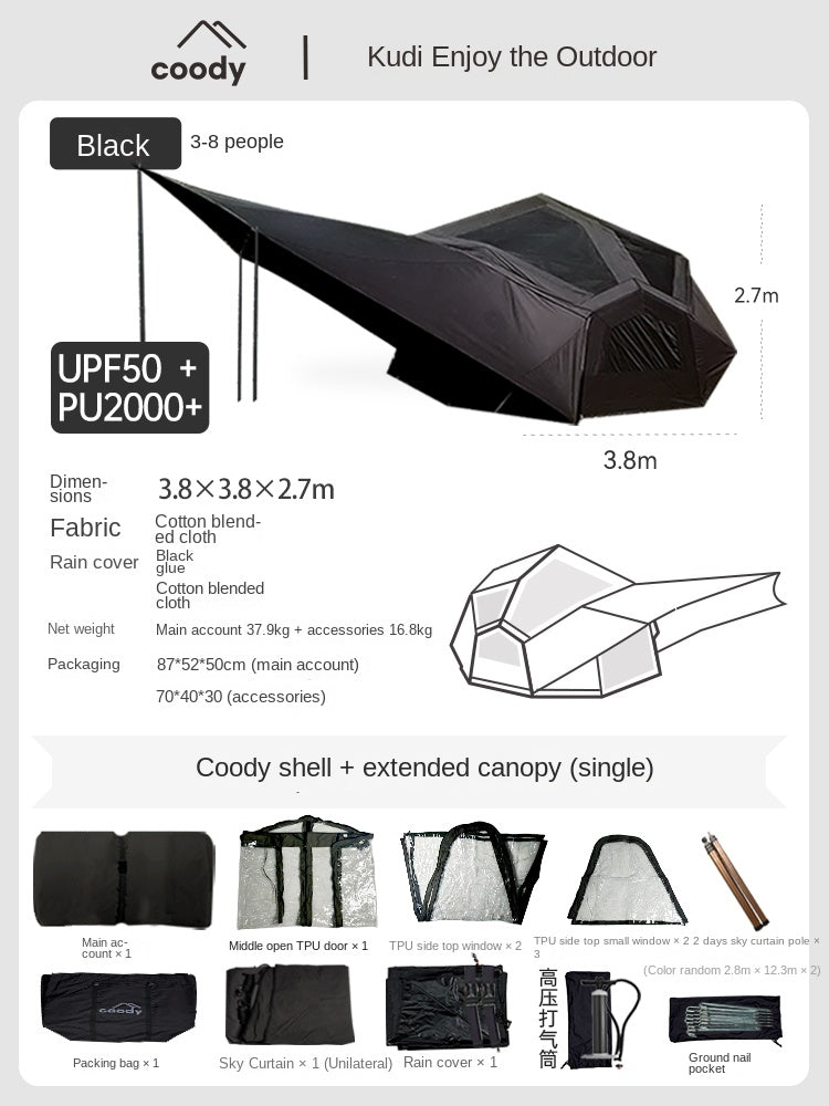 Coody BESTONA AIR Premium Dome Shell Spherical Large Space Air Inflatable Tent Heightened Enlarged All Season Tent Black Beige Army Green