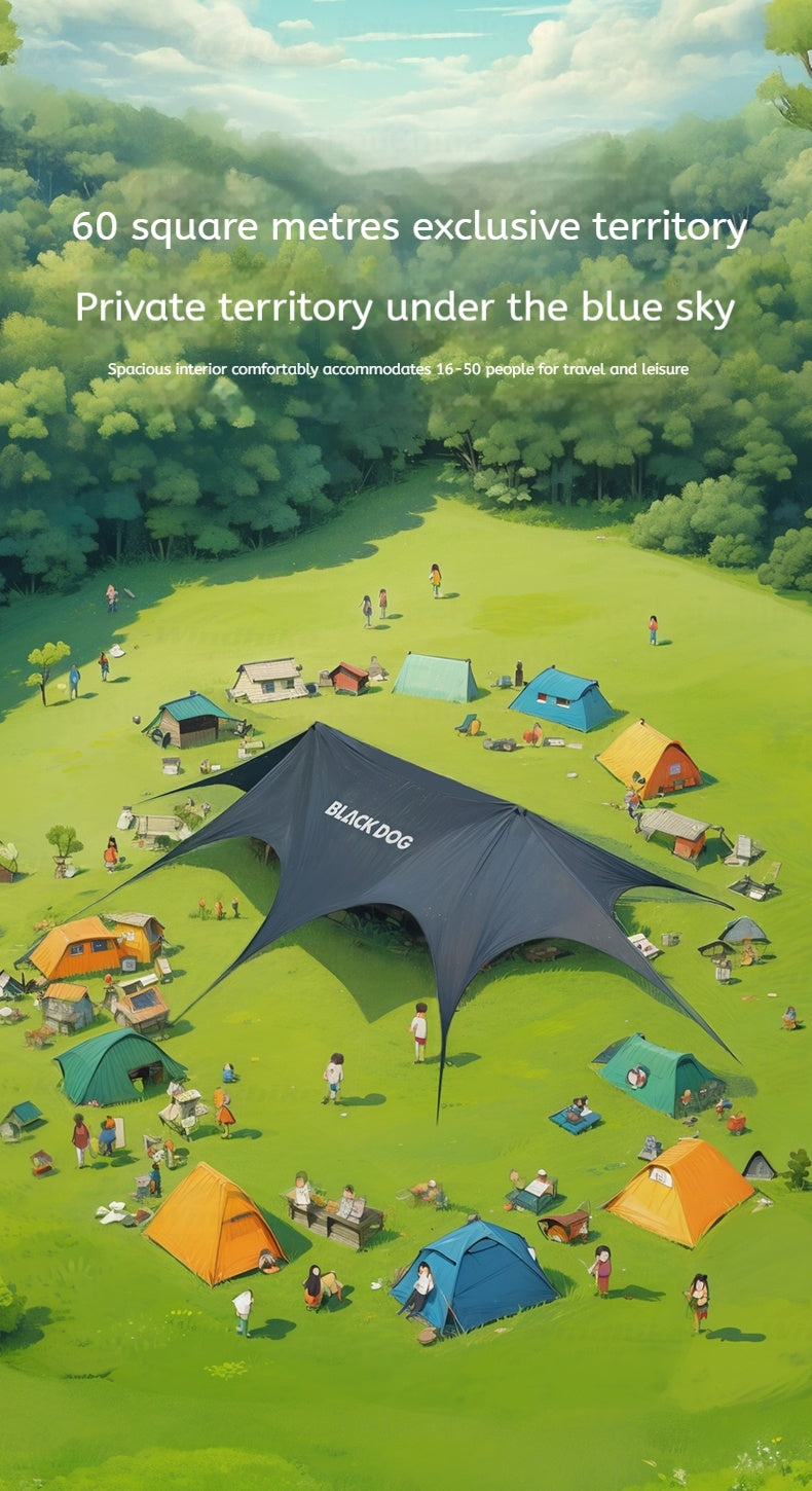 BLACKDOG CLOUDSPAN Black Coated Canopy Portable Multipurpose 26㎡/60㎡ Quick Setup Awning Arched Design Large Sunshade Sun Shelters Tent UPF21000 Waterproof Camping Party Travel