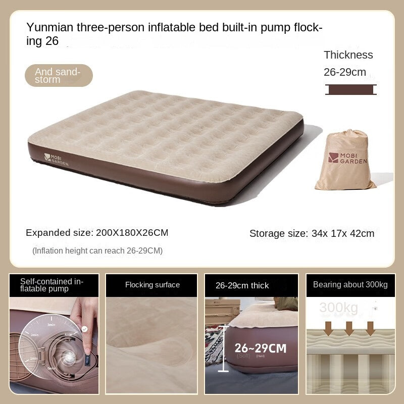 MOBI GARDEN Inflatable Air Mattress Portable Double Automatic Bed With Built-in Electric Inflation Pump 26-29cm Thickened Cushion Outdoor Camping Hiking Picnic Travel Heavy Duty Original MobiGarden