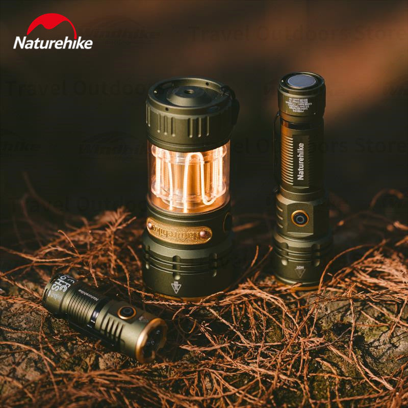 Naturehike LED Flashlight Portable Ultralight High Powered Electric Lamp Ambient Torch Lights Rechargeable Type-C Port Waterproof Irradiation Range