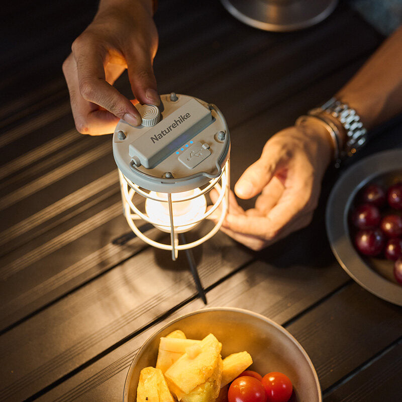 Naturehike Outdoor Camping LED Lantern Stepless Dimming Atmosphere Light Ambient Lighting Portable Hanging Tent Lamp IPX4 Waterproof USB Charging With Tripod Nature Hike