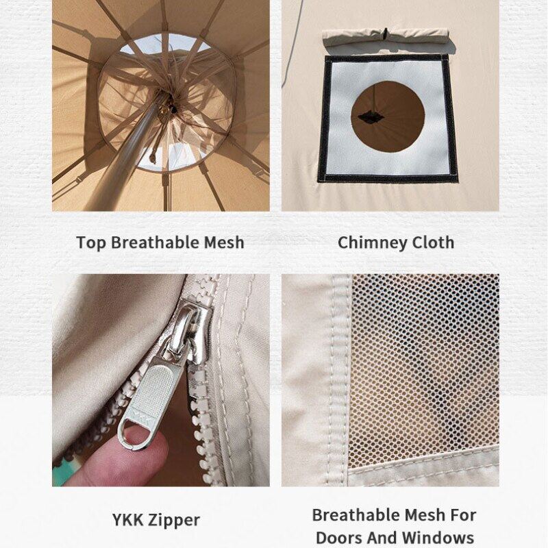 Naturehike BRIGHTEN Series 12.3 Pyramid Tent Blended Cotton Bell Camping Tent 12.3m² Large Family Group Luxury Shelter for 5 to 8 Person Tipi Tepee