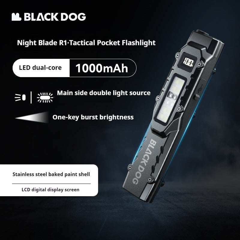 Blackdog NIGHT BLADE R1 Pocket Flashlight Portable Multipurpose Tactical Dual LED Core Bright Flashlight IPX4 Waterproof 15H Battery Life 810LM
