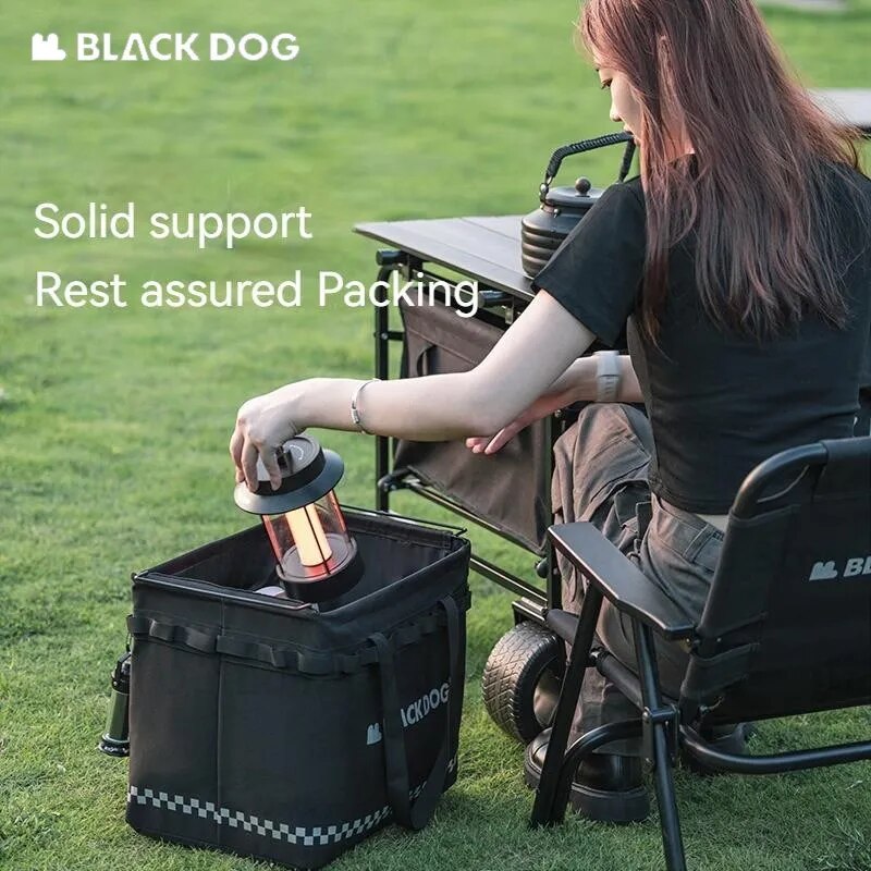 BLACKDOG Black Travel Storage Basket 31L Collapsible Multifunctional Tactical Design Portable Bag 12kg Max Load Outdoor Camping Equipment Folding Foldable Storage Organizer Box Black Dog