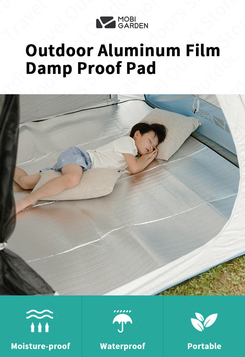 MOBI GARDEN Double Sided Aluminum Foil Mat Outdoor Ultralight Foam Film Folding Hiking Camping Travel Picnic Beach Moisture-proof Mattress Waterproof Silver Air Mat Original Mobi Garden