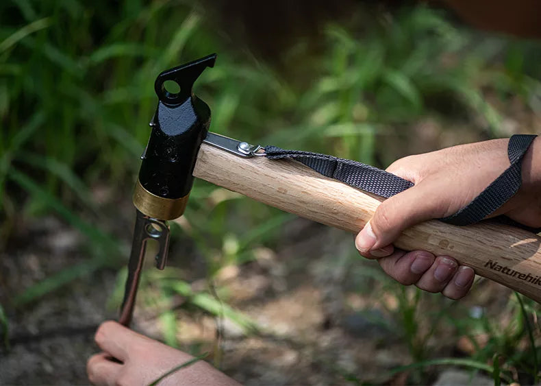 Naturehike Camping Copper Hammer Premium Multi Functional Solid Wood Handle Material Tent Peg Nail Stakes Pull Camp Tool Set Nature Hike Martilyo Heavy Duty