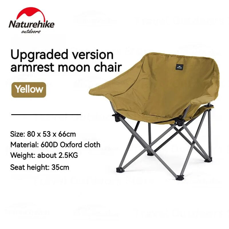 Naturehike Armrest Folding Moon Chair Outdoor Camping Ultralight Portable Relax Seat up to 110kg X Shape Stable Steel Frame Oxford Heavy Duty Foldable Nature Hike
