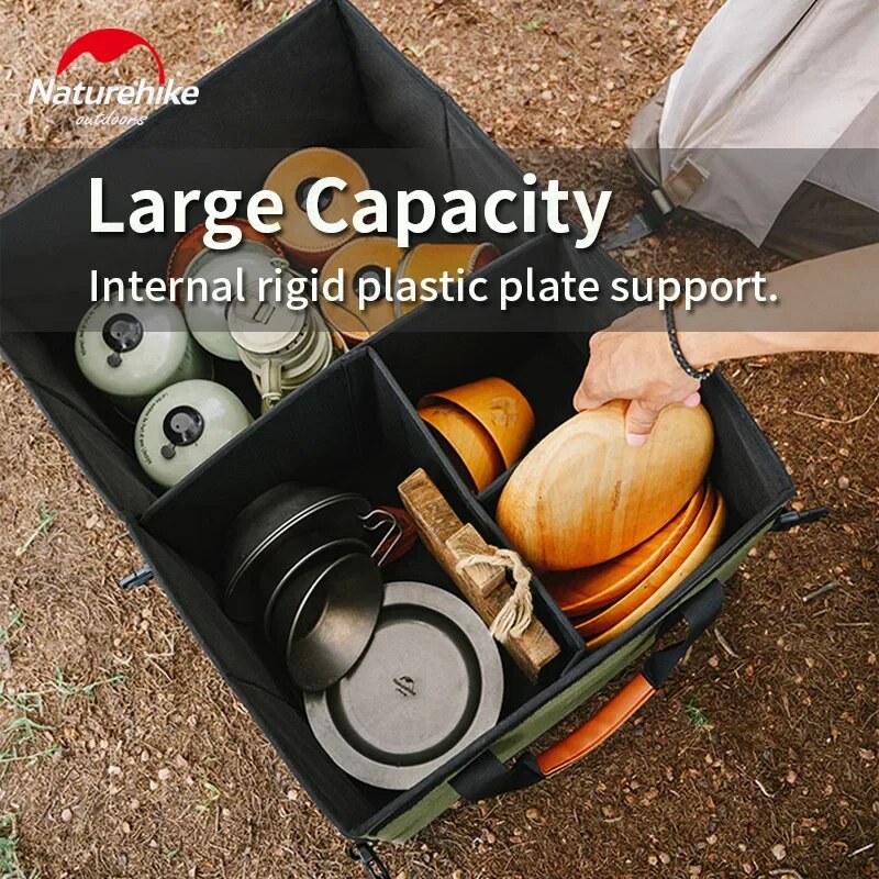 Naturehike Clothes Storage Folding Box 30L/60L Tool Cabinet Multiple Interlayer Tableware PE Cardboard Box Storage Equipment Camping Hiking Travel Oxford Cloth Heavy Duty Original Nature Hike